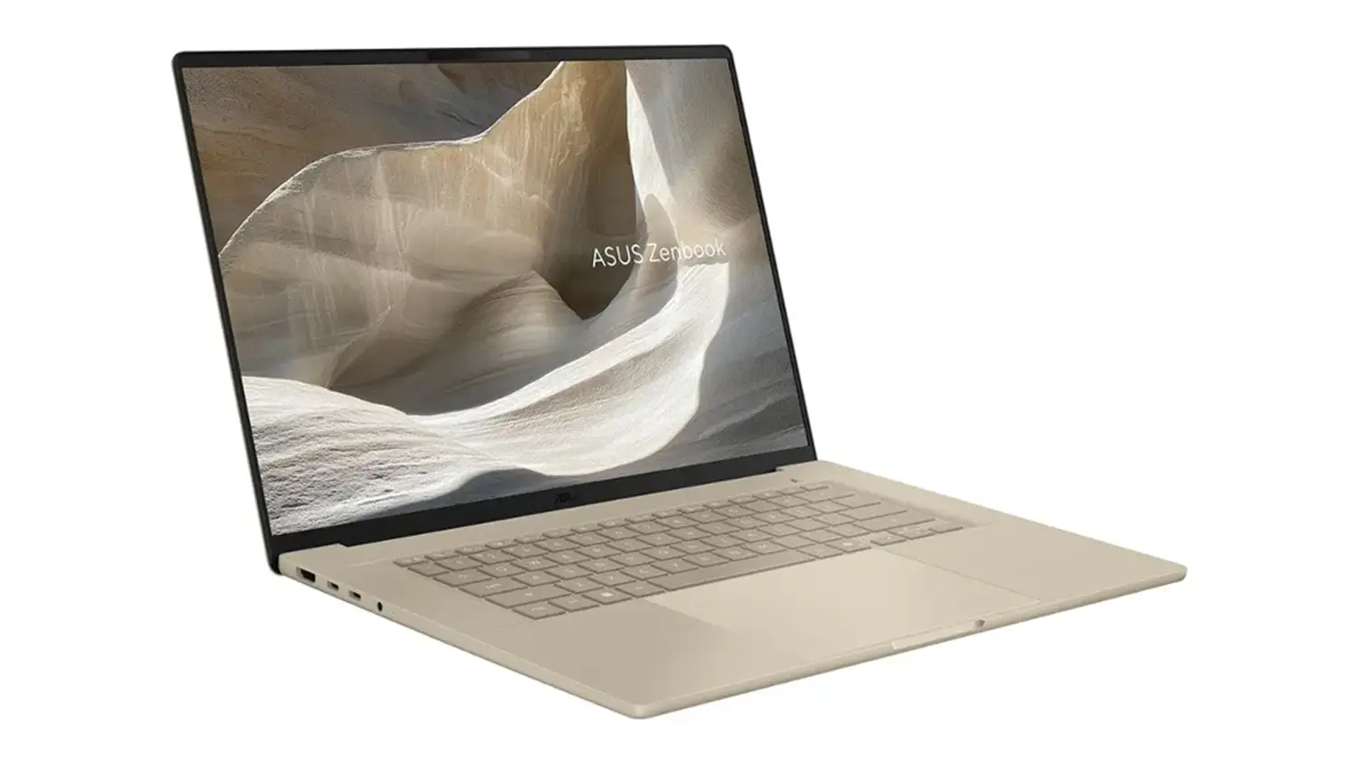 Pohled šikmo zepředu na notebook Asus Zenbook A16