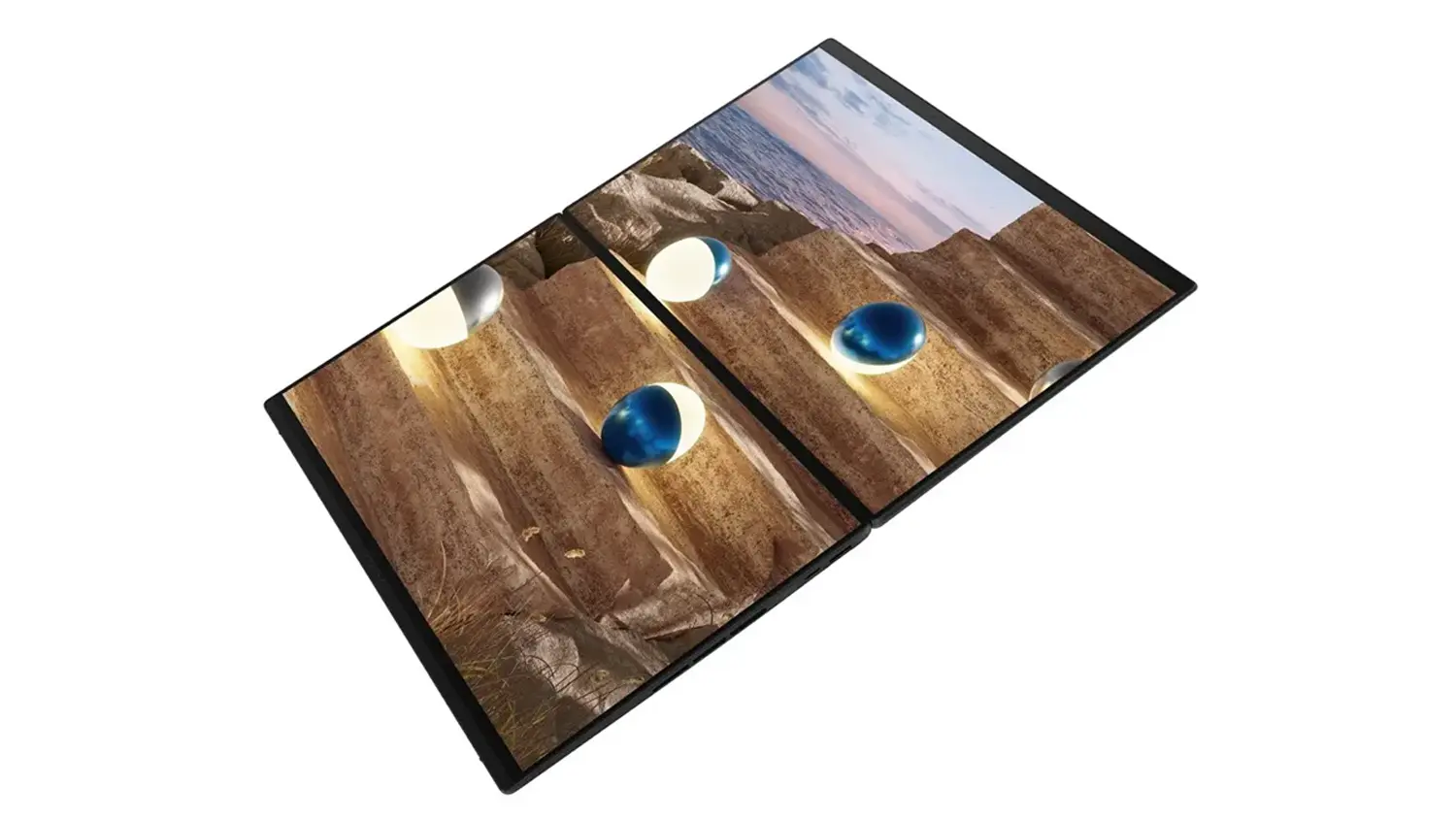 Dva rozložen&eacute; panely notebooku Asus Zenbook Duo 14