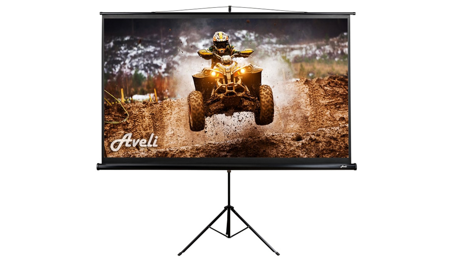 Projekčné plátno so stojanom Aveli 204 × 115 cm XRT-00086B spredu