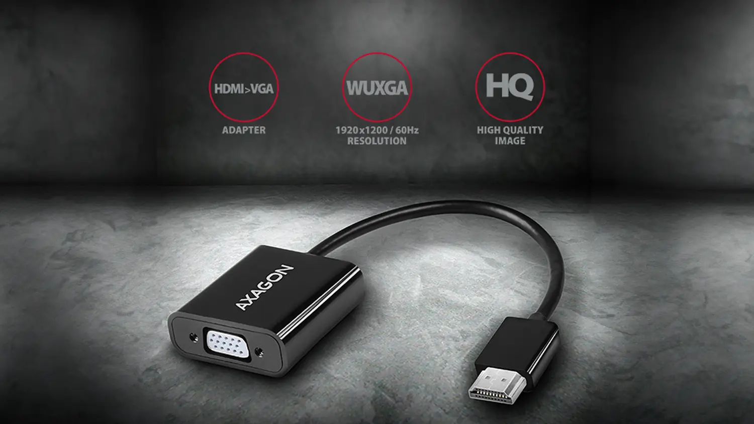 Adaptér HDMI > VGA Axagon na mramorovom pozadí