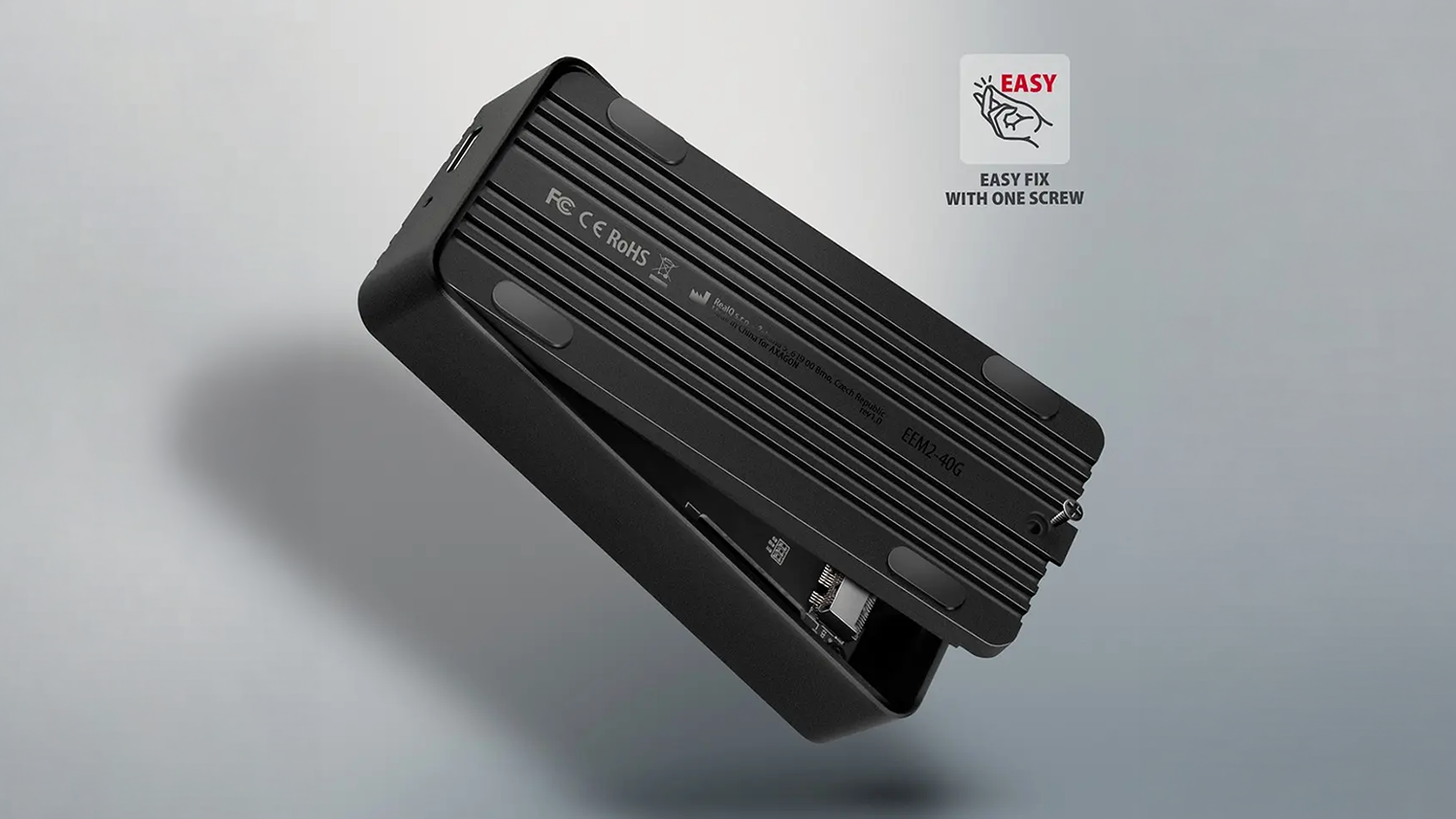 Externý box AXAGON EEM2-40G USB-C 40Gbps s otvoreným horným krytom