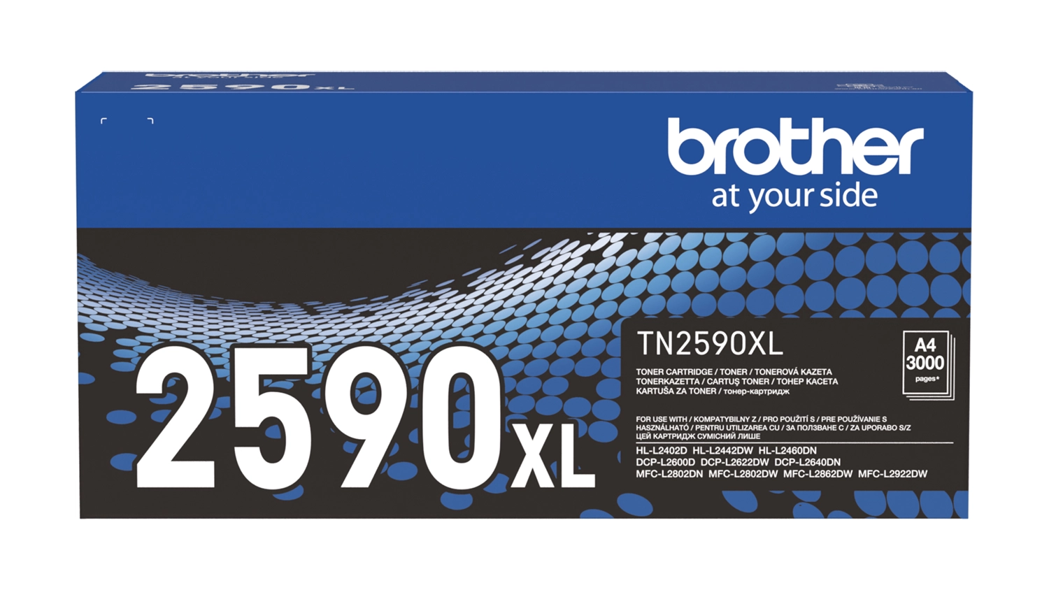 Čierny toner Brother TN2590XL zobrazujúci balenie