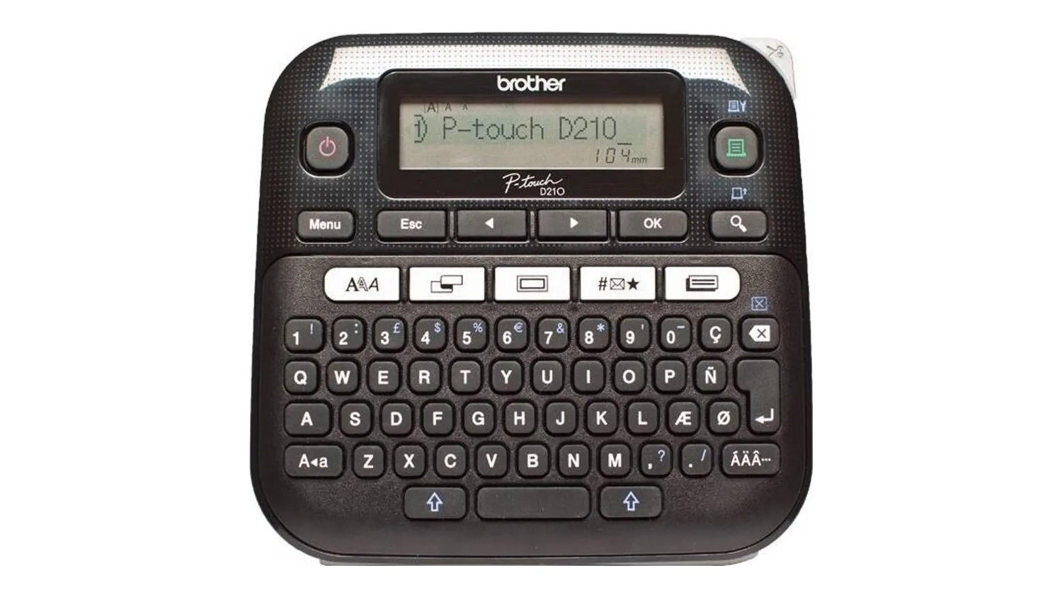 Tisk&aacute;rna &scaron;t&iacute;tků Brother PT-D210 horn&iacute; pohled