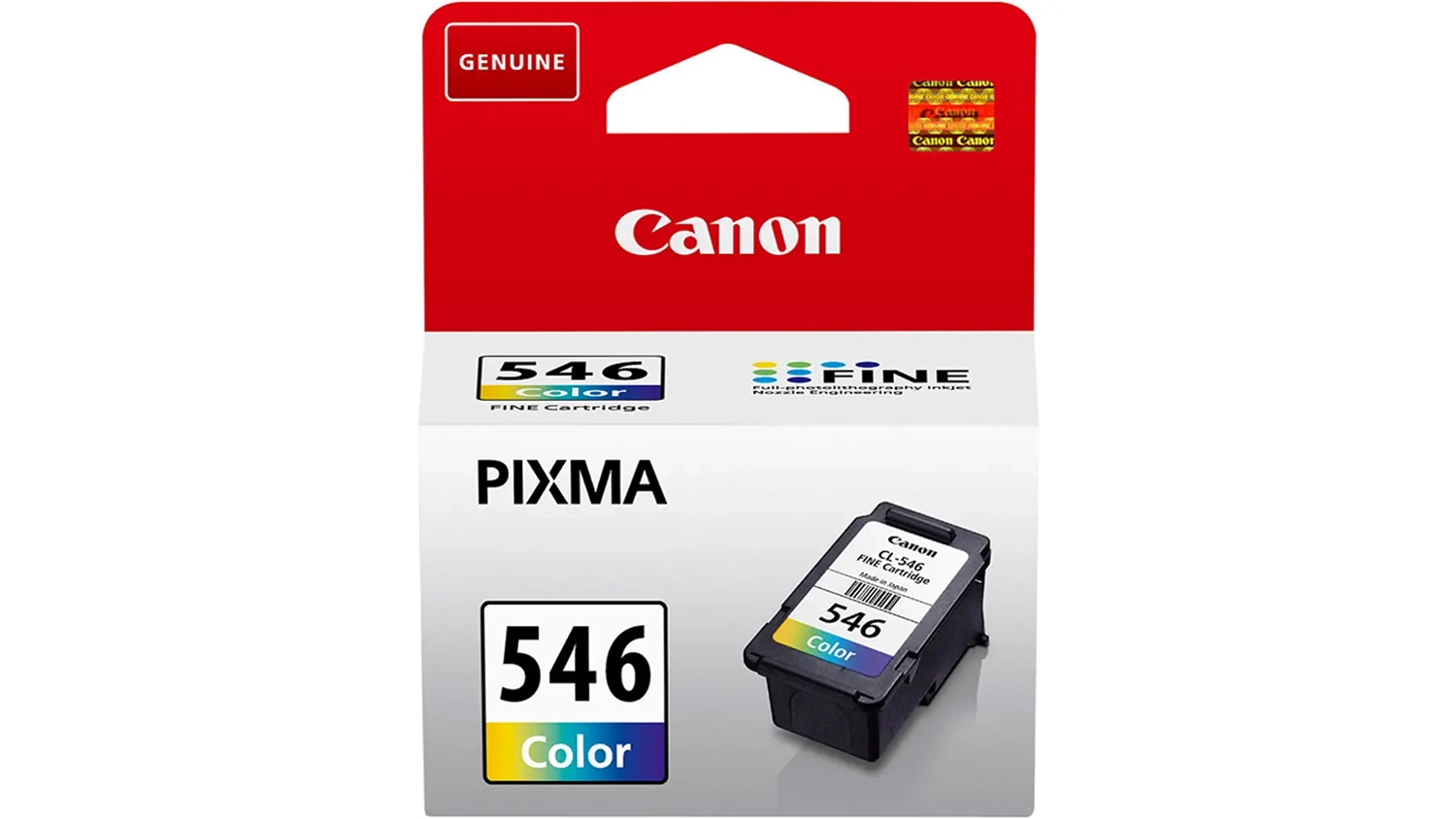 Origin&aacute;ln&iacute; inkoustov&aacute; n&aacute;plň Canon CL-546 tř&iacute;barevn&aacute; na b&iacute;l&eacute;m pozad&iacute;