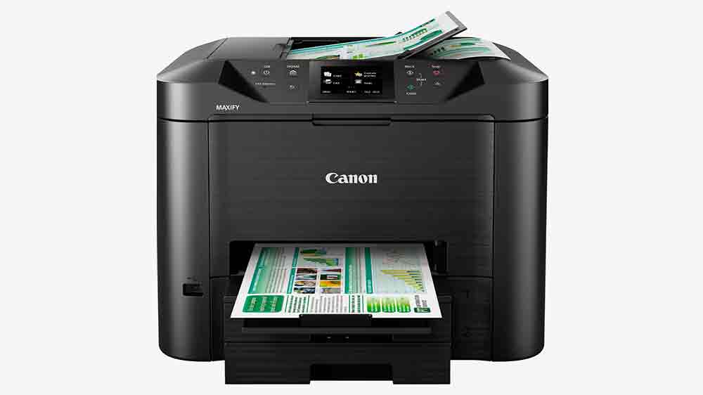 Inkoustová tiskárna Canon MAXIFY MB5450 s tisknutými dokumenty_03