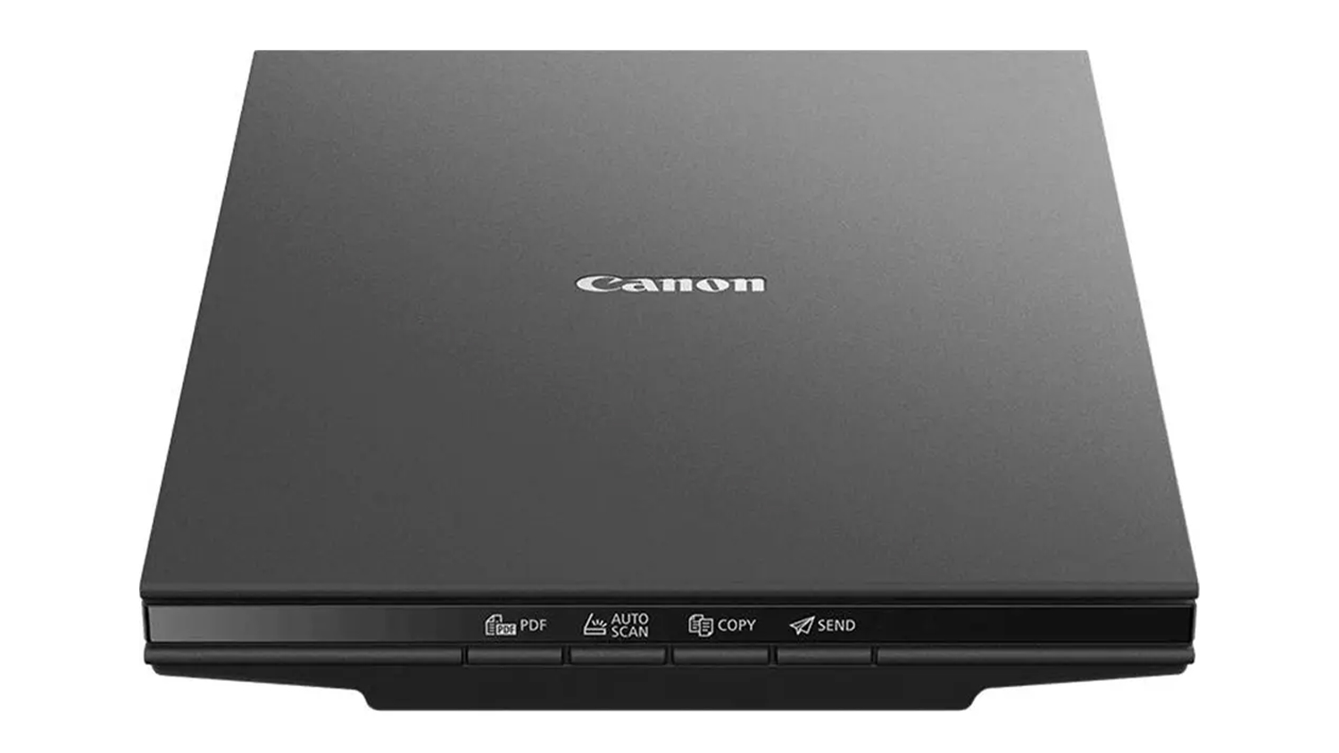 Plošný skener Canon CanoScan LiDE 300 na bílém pozadí zobrazující celkový design a kompaktní rozměry
