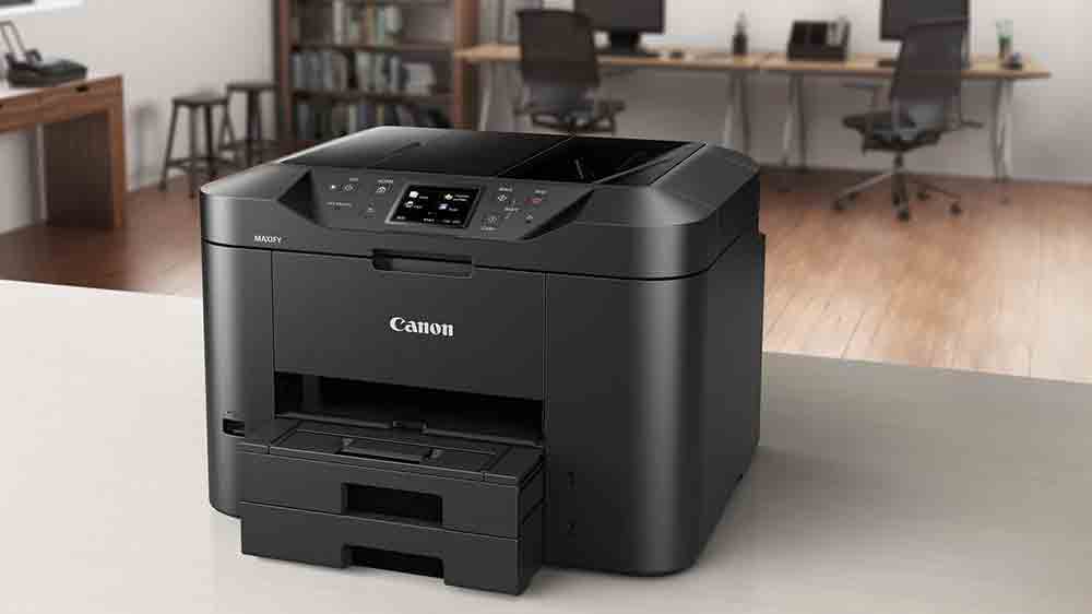 Inkoustová tiskárna Canon MAXIFY MB2750 v kanceláři na stole, zavřená_04