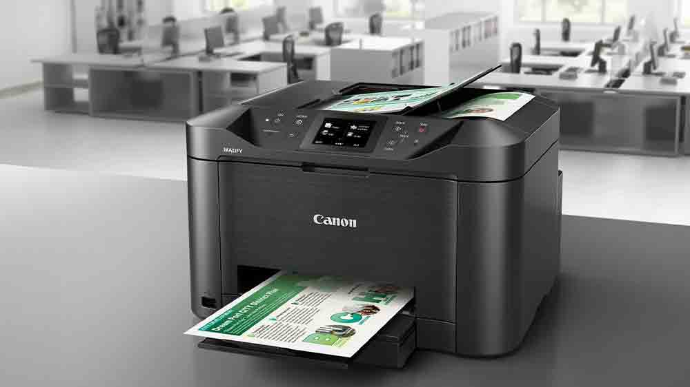 Inkoustová tiskárna Canon MAXIFY MB5150 na pracovním stole v kanceláři_02