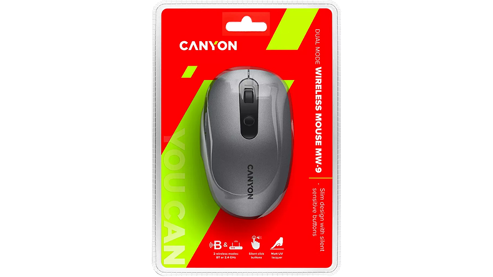 Bezdrátová myš 2v1 Canyon MW-9 šedá v obalu