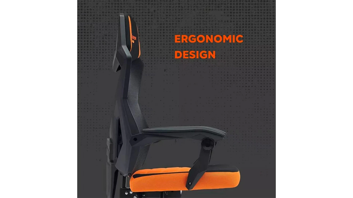 Stolička Canyon z profilu s popisom ergonomického dizajnu