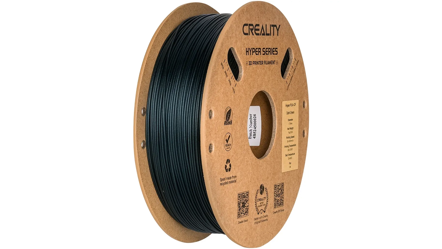 Cievka filamentu Creality Hyper PLA-CF Green &ndash; pohľad zpredu