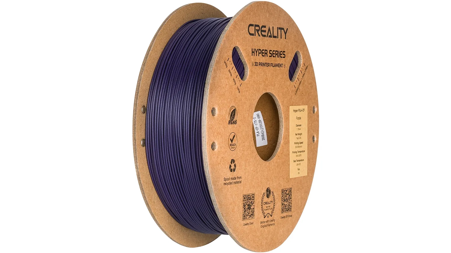 Cievka filamentu Creality Hyper PLA-CF Purple &ndash; pohľad zpredu
