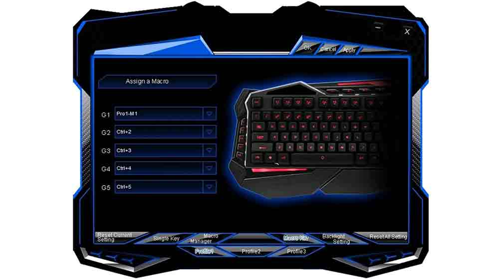 Rozhranie softvéru na nastavenie klávesnice C-Tech Scorpia V2_03