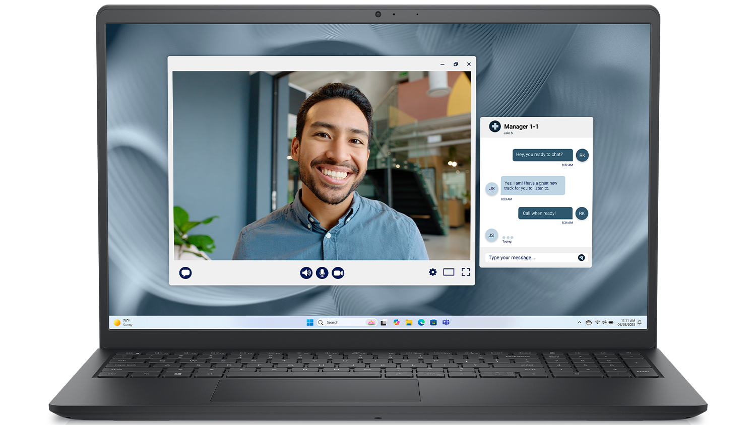 Videohovor na notebooku Dell Pro 15 Essential PV15250