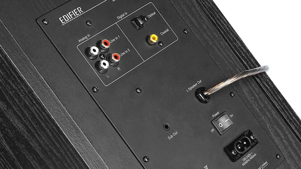 Ukázka vstupů aktivního Bluetooth regálového reproduktoru Edifier S2570DB_05