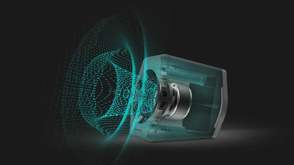 Vnitřek reproduktoru Edifier G2000 s grafickým znázorněním šíření zvuku_02