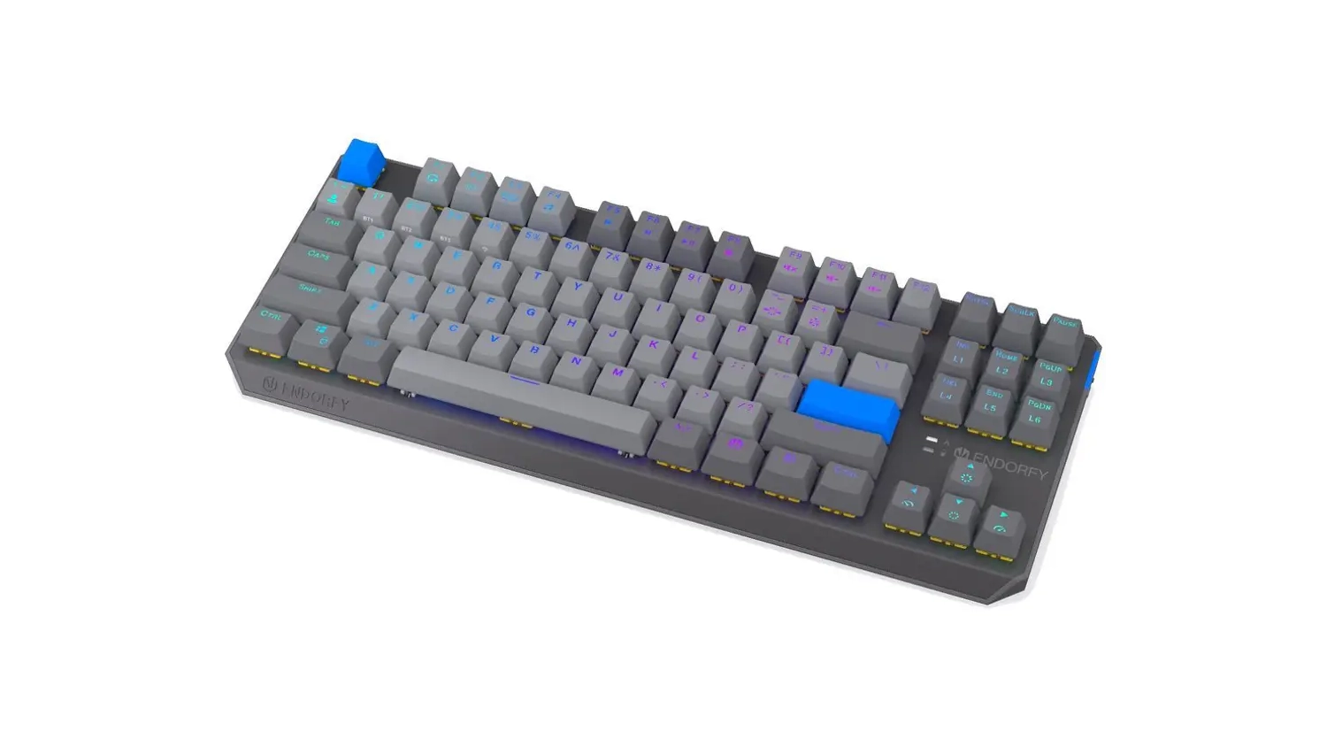 Kancelářská klávesnice Endorfy Thock V2 TKL Wireless US šikmý horní pohled