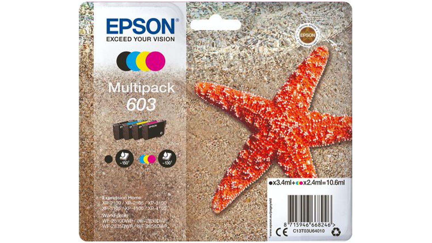 Sada inkoustov&yacute;ch n&aacute;pln&iacute; Epson 603 Starfish C13T03U64010