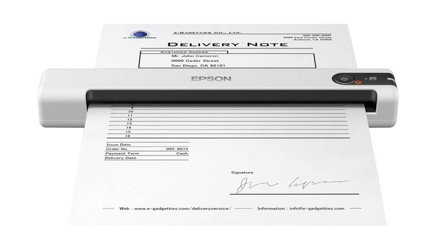 Přenosný dokumentový skener Epson WorkForce DS-70 při použití