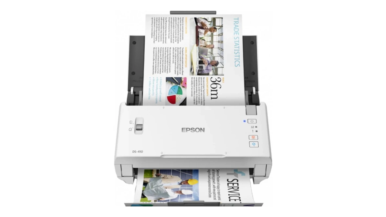 Epson WorkForce DS-410 skener demonstruj&iacute;c&iacute; tisk