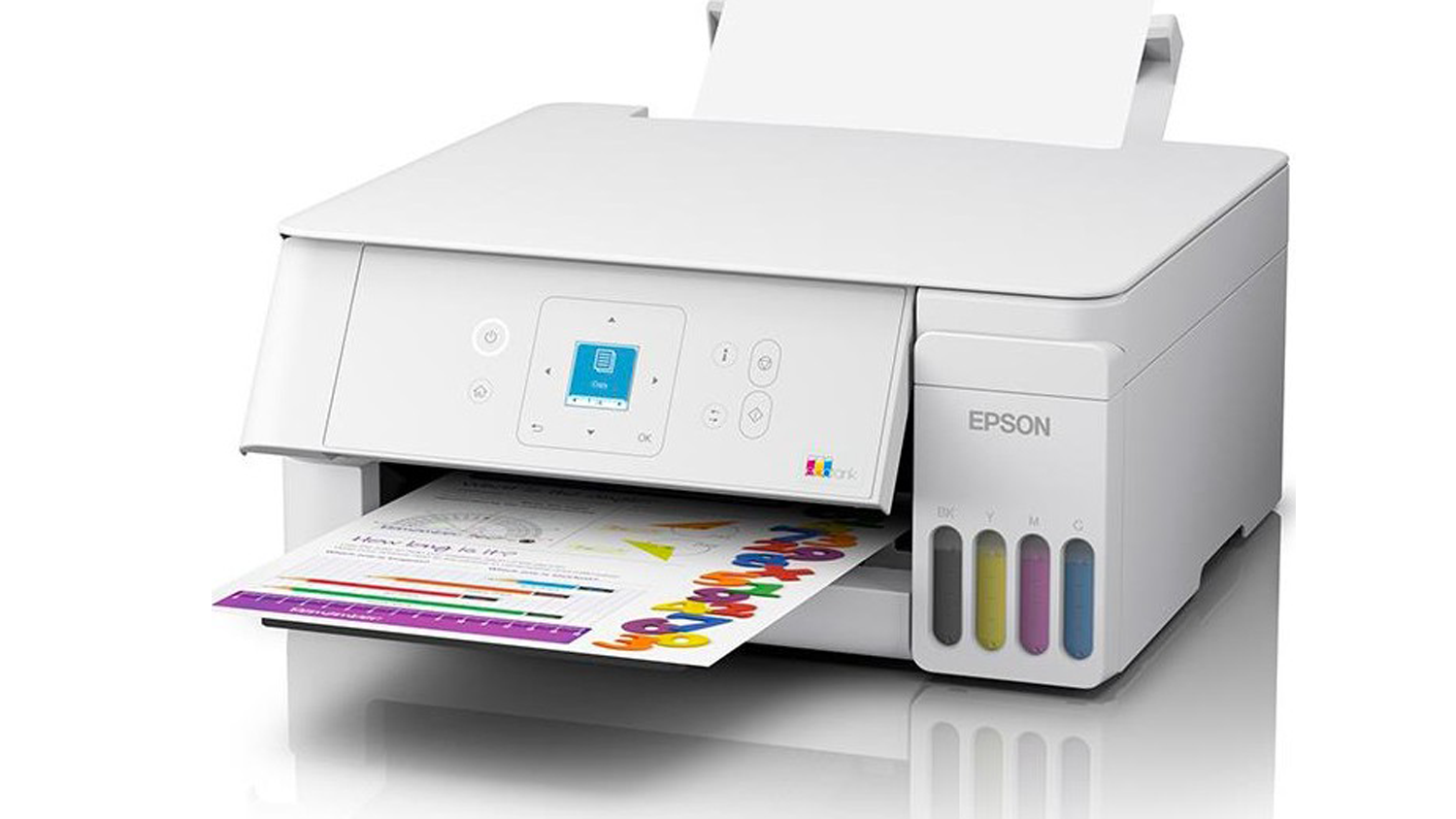 Inkoustová tiskárna Epson EcoTank L3366 s vytištěným papírem