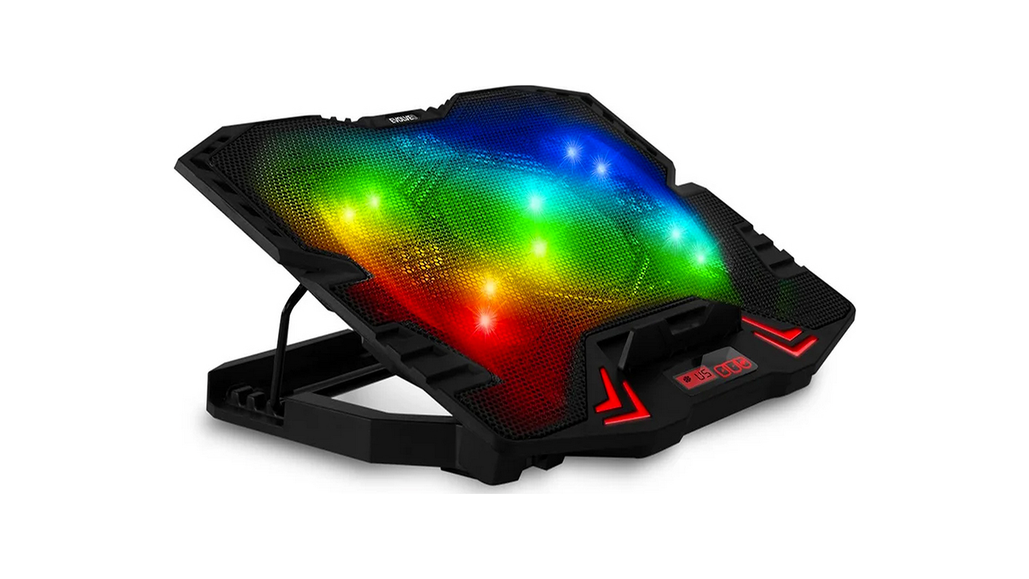 Chladiaca podložka pod notebook EVOLVEO Ania 5RGB s farebným podsvietením – pohľad z boku