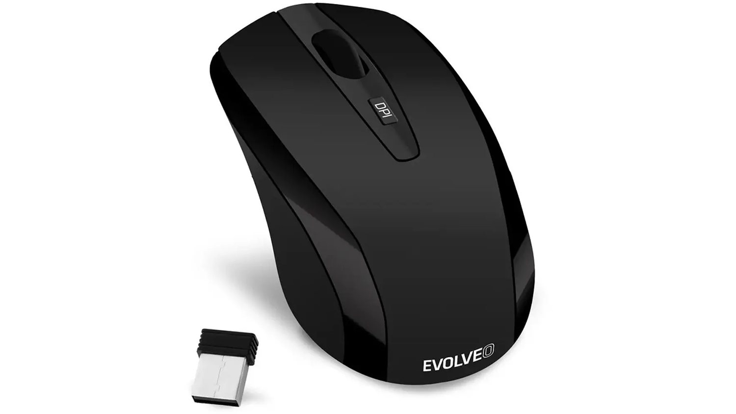 Bezdr&aacute;tov&aacute; mini my&scaron; Evolveo WML-306B s bezdr&aacute;tov&yacute;m př&iacute;j&iacute;mačem