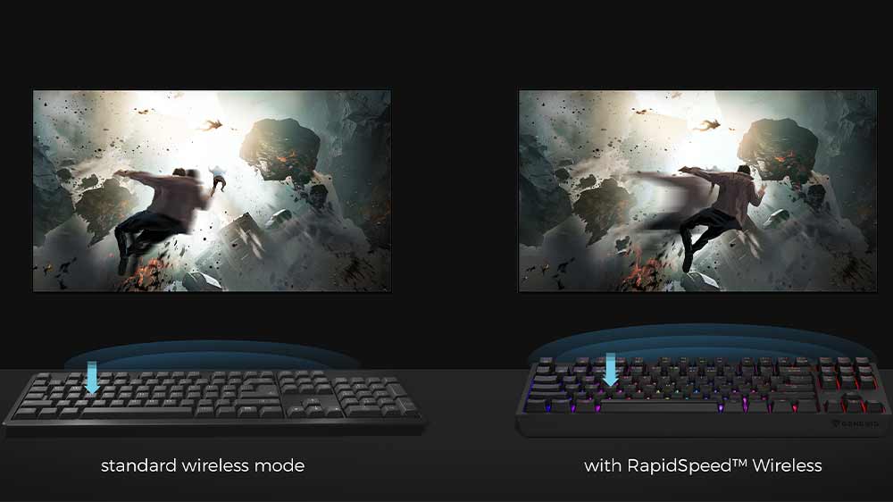 Porovnání klávesnice s technologií RapidSpeed Wireless a bez ní_02