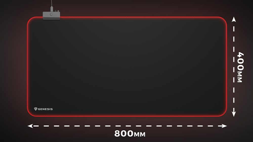 Rozměry podložky Genesis Boron 500 XXL RGB s červeným podsvícením_03