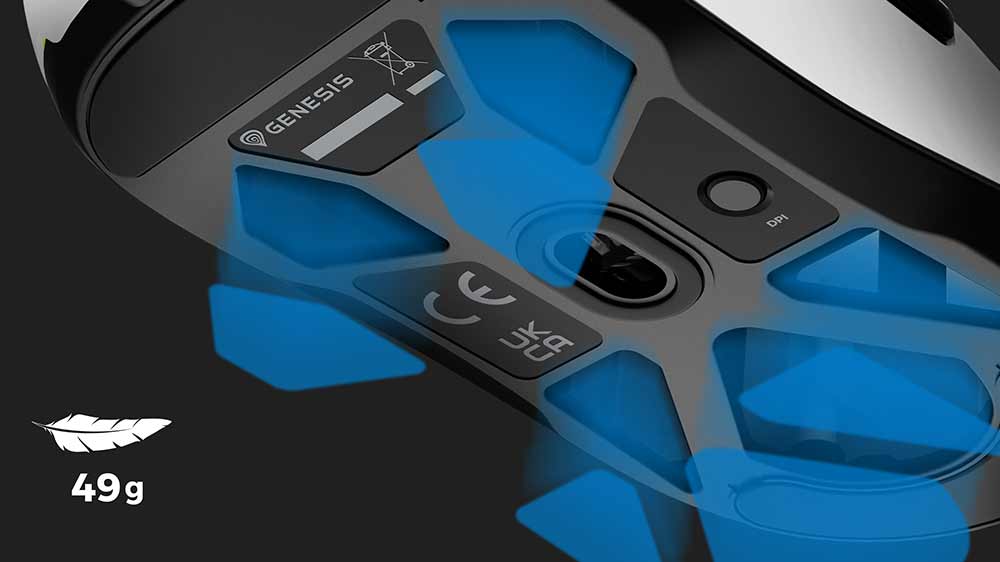 Znázornění výřezů na spodní části lehké herní myši GENESIS Krypton 660_03