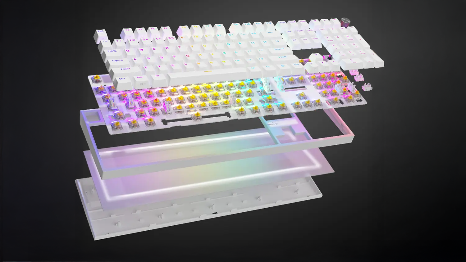 Herní mechanická klávesnice Genesis THOR 404 RGB rozložená na vrstvy