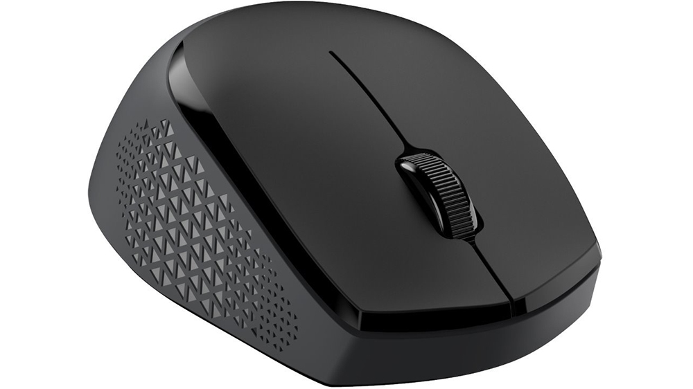 Bezdrátová myš Genius NX-8000S BT ukazující přepínání mezi třemi zařízeními pomocí tlačítka s LED indikací