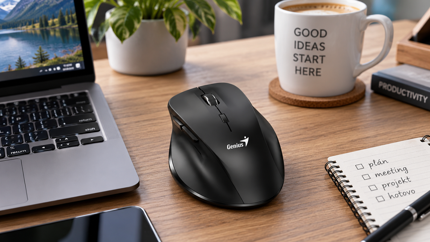 Bezdrátová myš Genius Ergo 8230S BT na pracovním stole