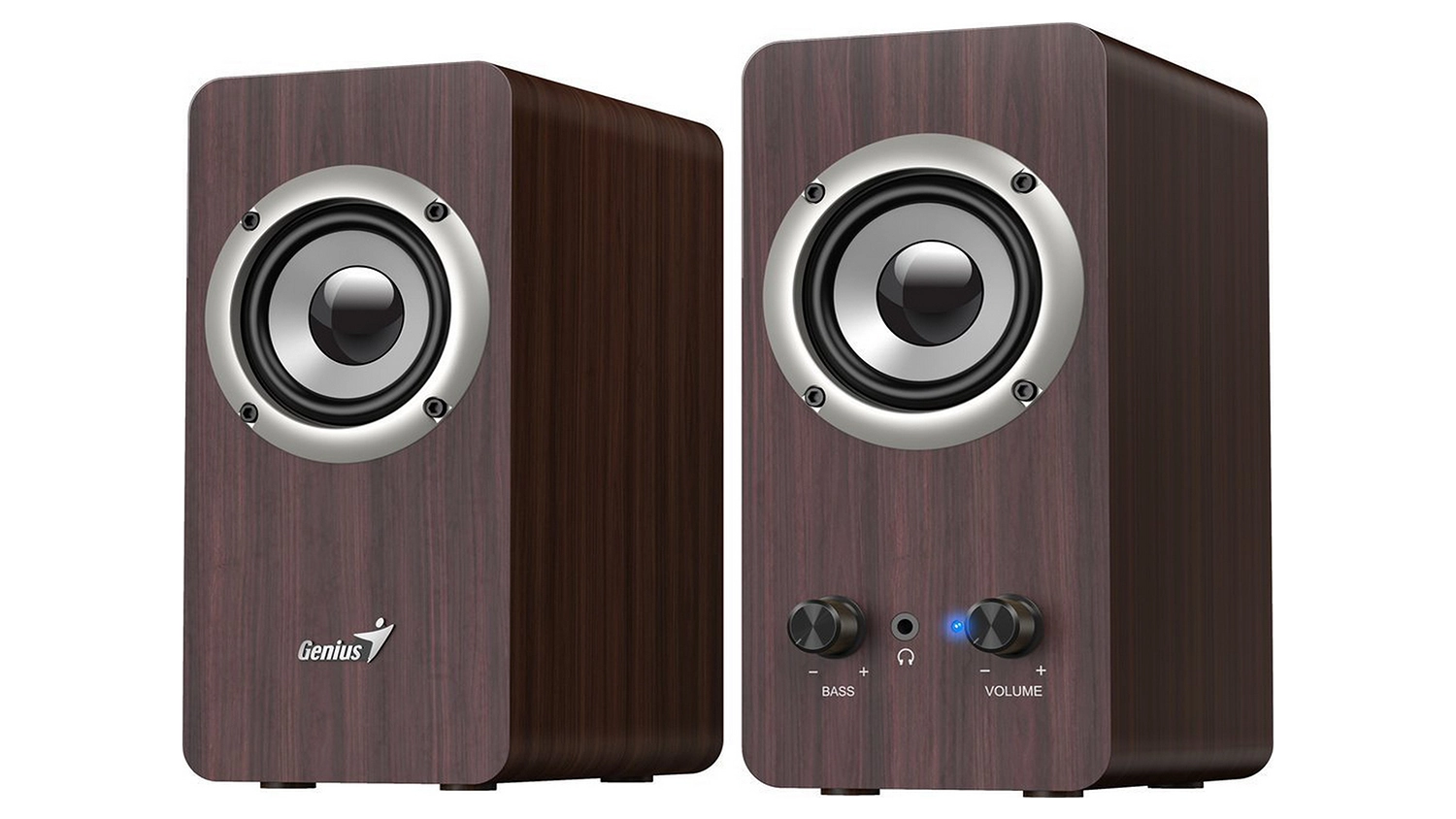 PC reproduktory Genius SP-HF400 tmav&eacute; dřevo &ndash; předn&iacute; &scaron;ikm&yacute; pohled
