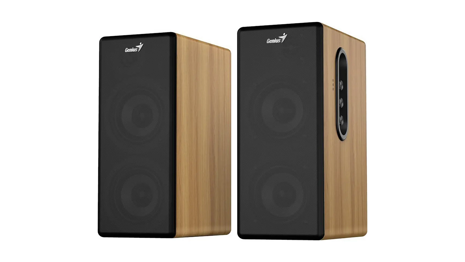 Reproduktory Genius SP-HF1220BT hnědé – přední šikmý pohled