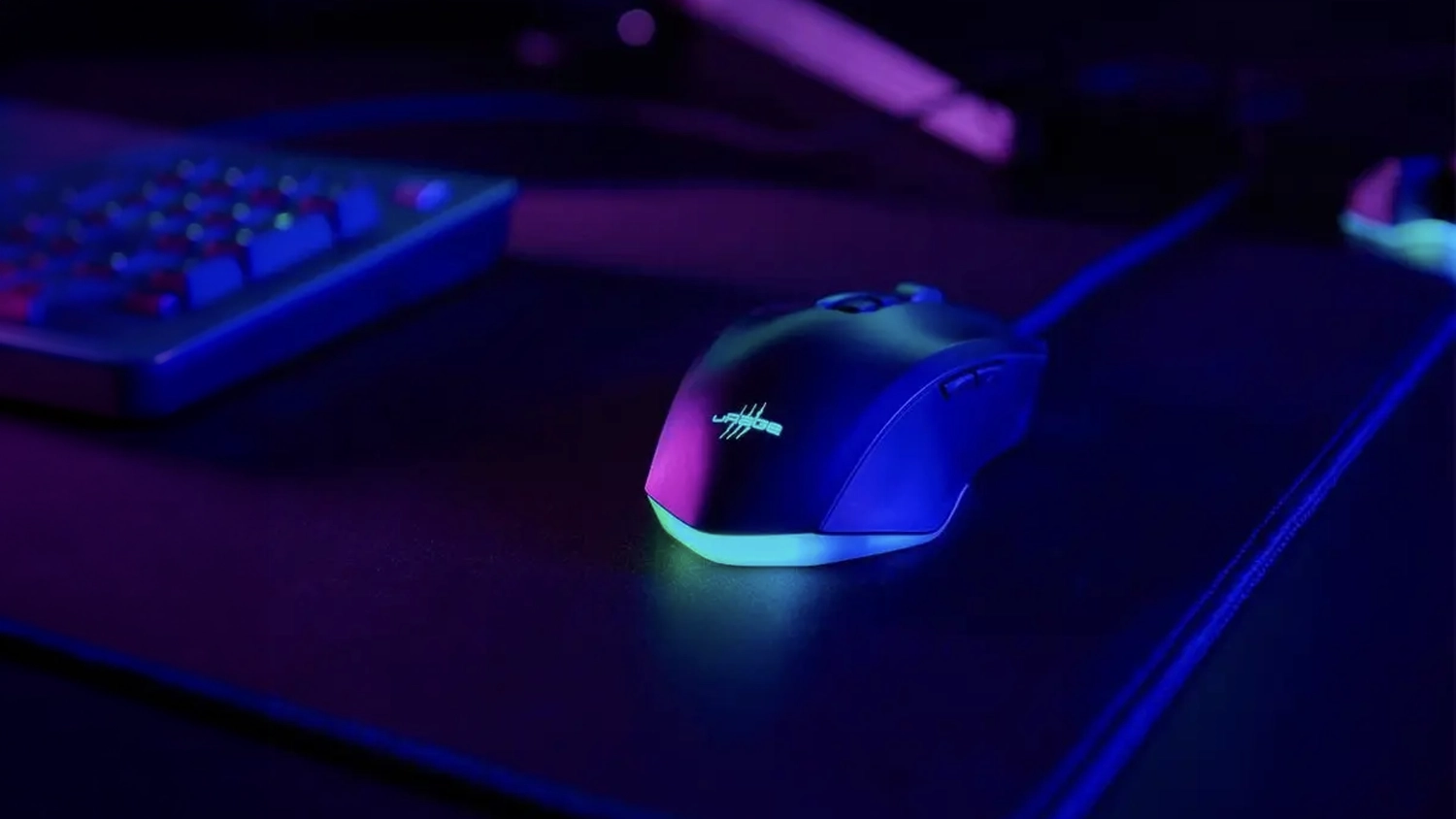 Herná myš Hama uRage Reaper 800 Black na stole zadný pohľad