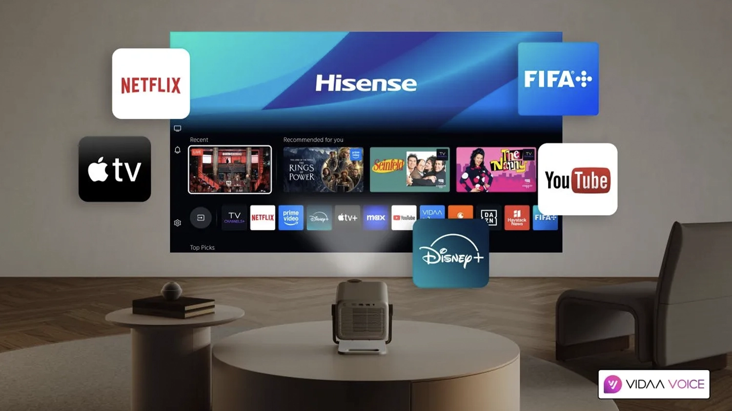 Smart mini projektor Hisense M2SE PRO s rozhran&iacute;m VIDAA U7