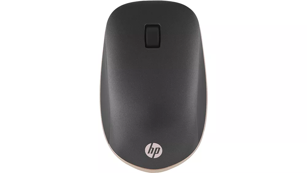 Myš HP 410 Slim 4M0X5AA Ash Silver na bielom pozadí zachytávajúca elegantný dizajn a strieborné prevedenie