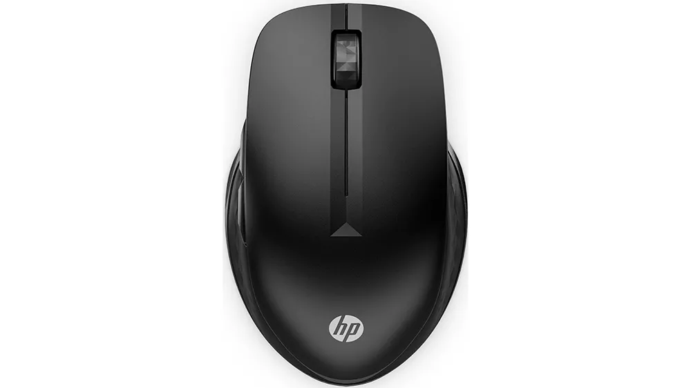 Myš HP 430 Multi-Device na bielom pozadí zobrazujúca ergonomický dizajn a bezdrôtové prevedenie