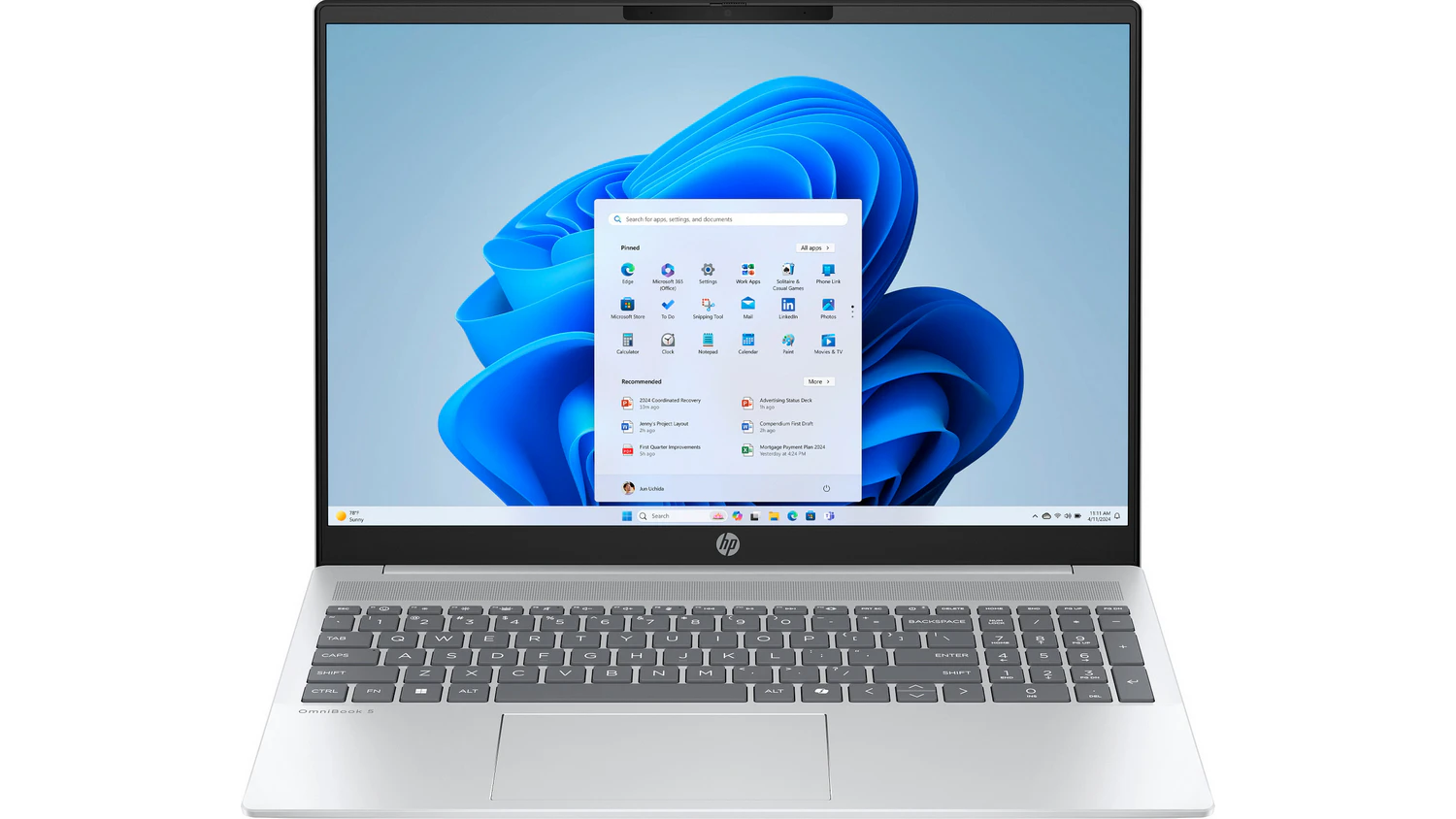 Notebook HP OMNIBOOK 5 16-af1004nc stříbrný (C09X4EA) pohled zepředu
