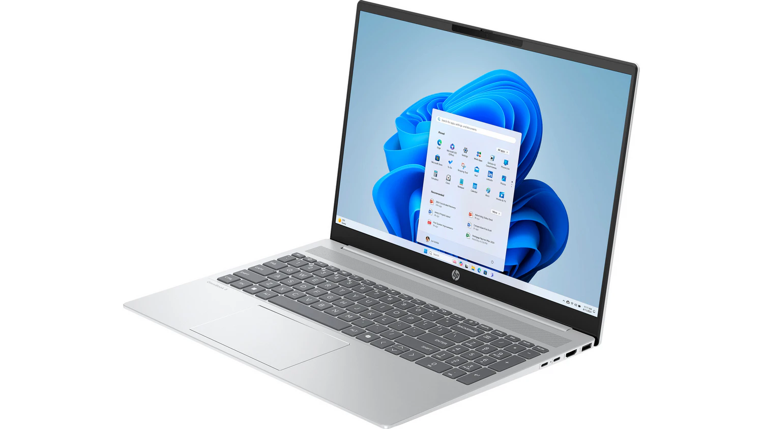 Notebook HP OMNIBOOK 5 16-af1004nc stříbrný (C09X4EA) pohled šikmo zepředu z pravé strany