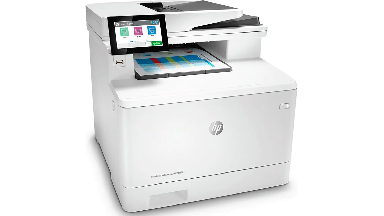 Laserov&aacute; tisk&aacute;rna HP M480f pohled &scaron;ikmo zepředu