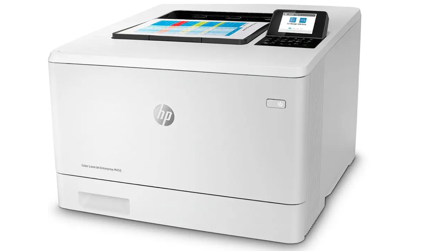 Laserov&aacute; tisk&aacute;rna HP M455dn pohled &scaron;ikmo ze strany
