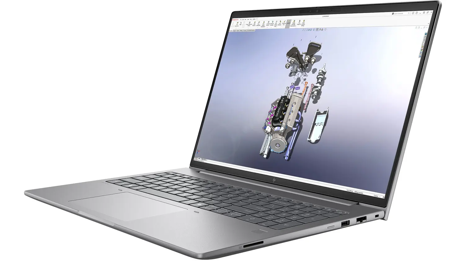Pohled šikmo zepředu ze druhé strany na notebook HP ZBook X G1i