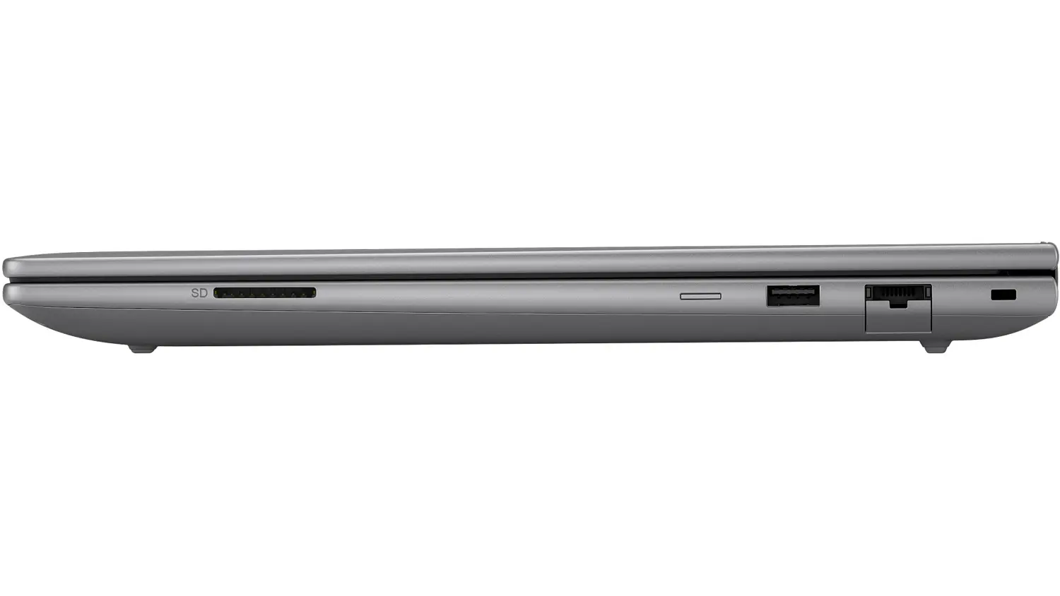 Pohled ze strany na porty notebooku HP ZBook X G1i