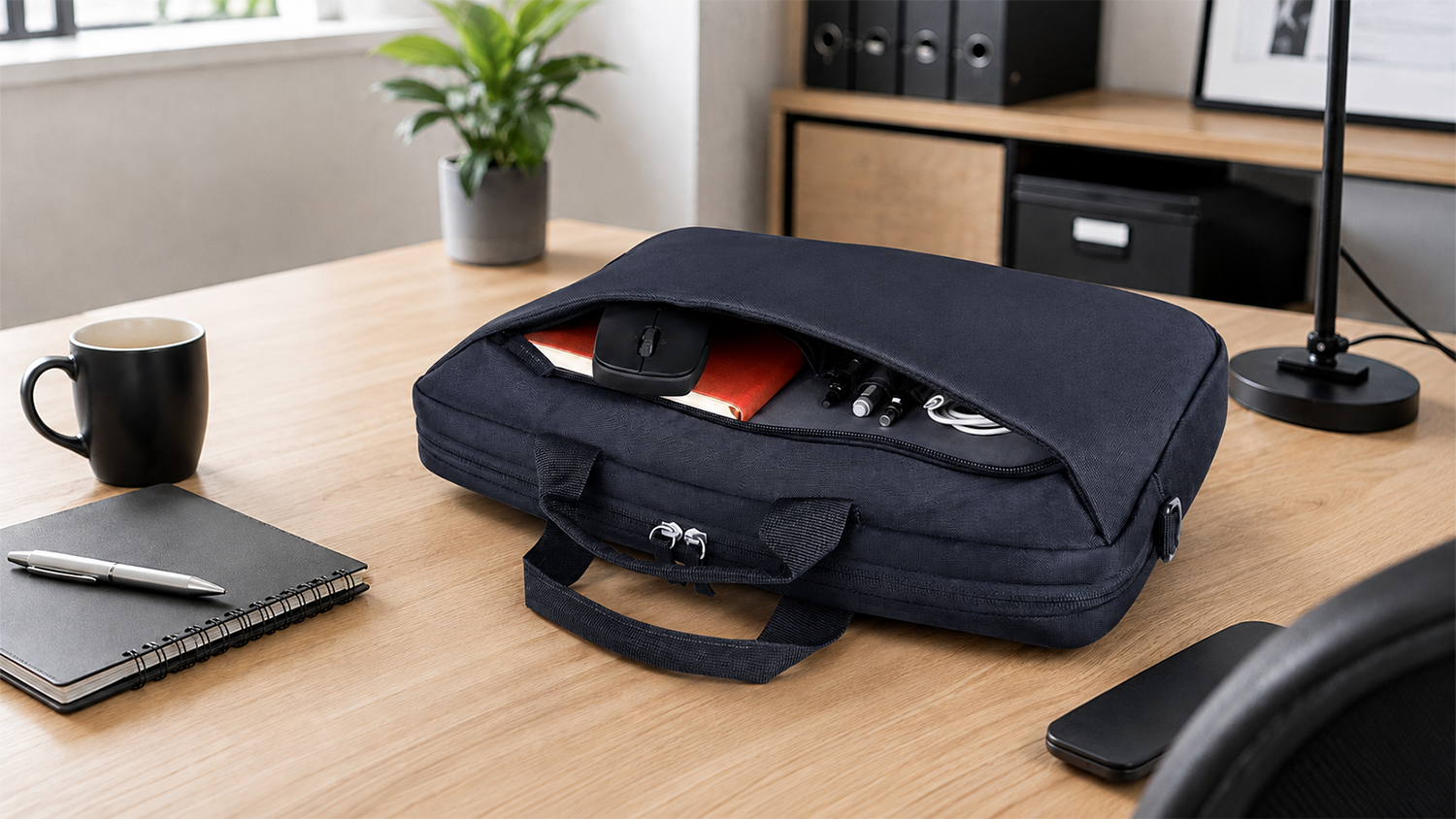Brašna pro notebook HP Everyday 14 Odyssey Gray na pracovním stole