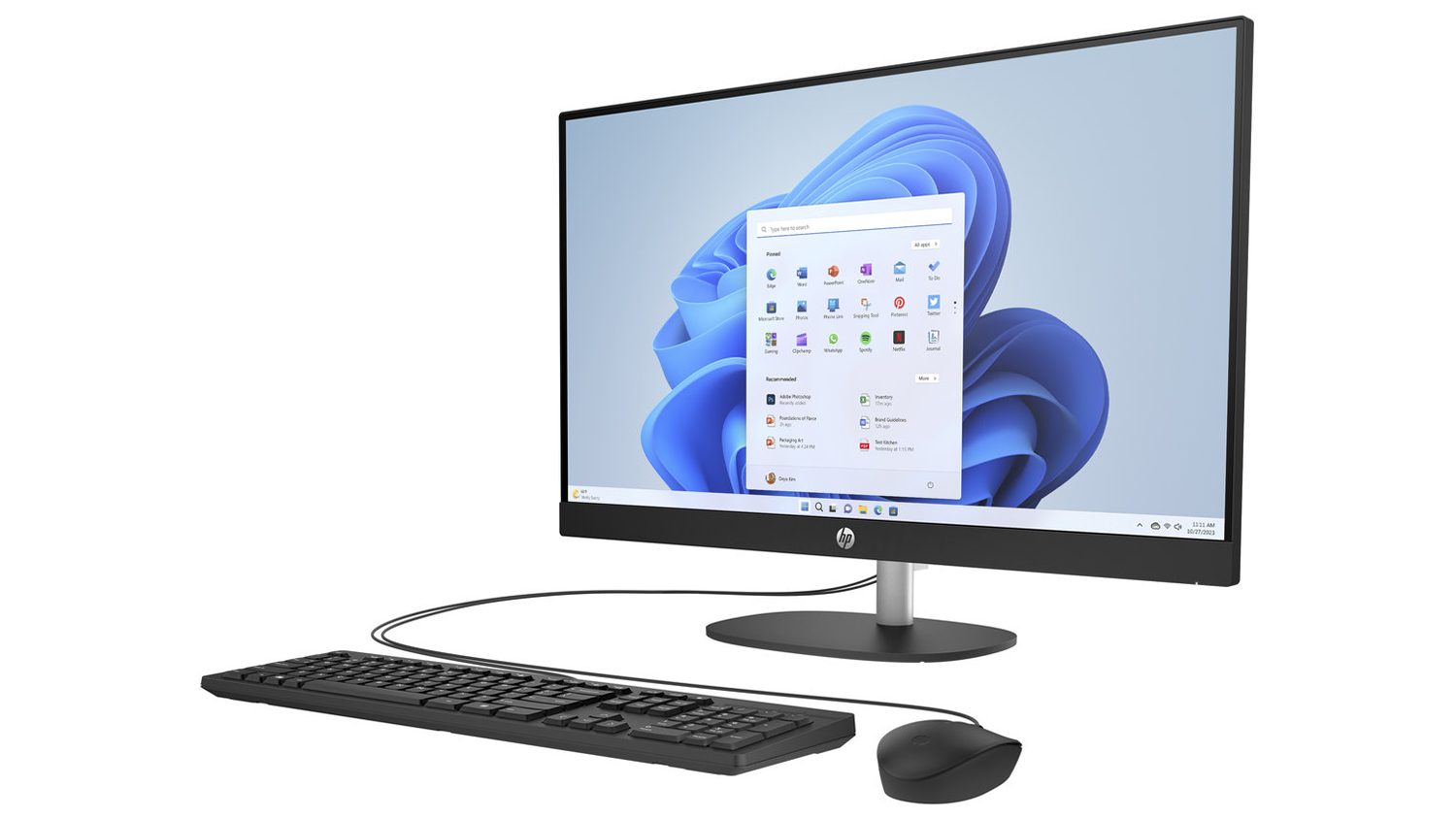 Pohled šikmo zepředu na počítač HP