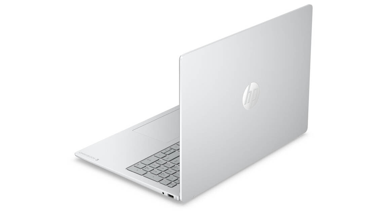 Pohled šikmo zezadu na notebook HP