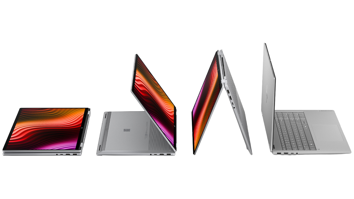 Různ&aacute; postaven&iacute; notebooku HP OmniBook X Flip