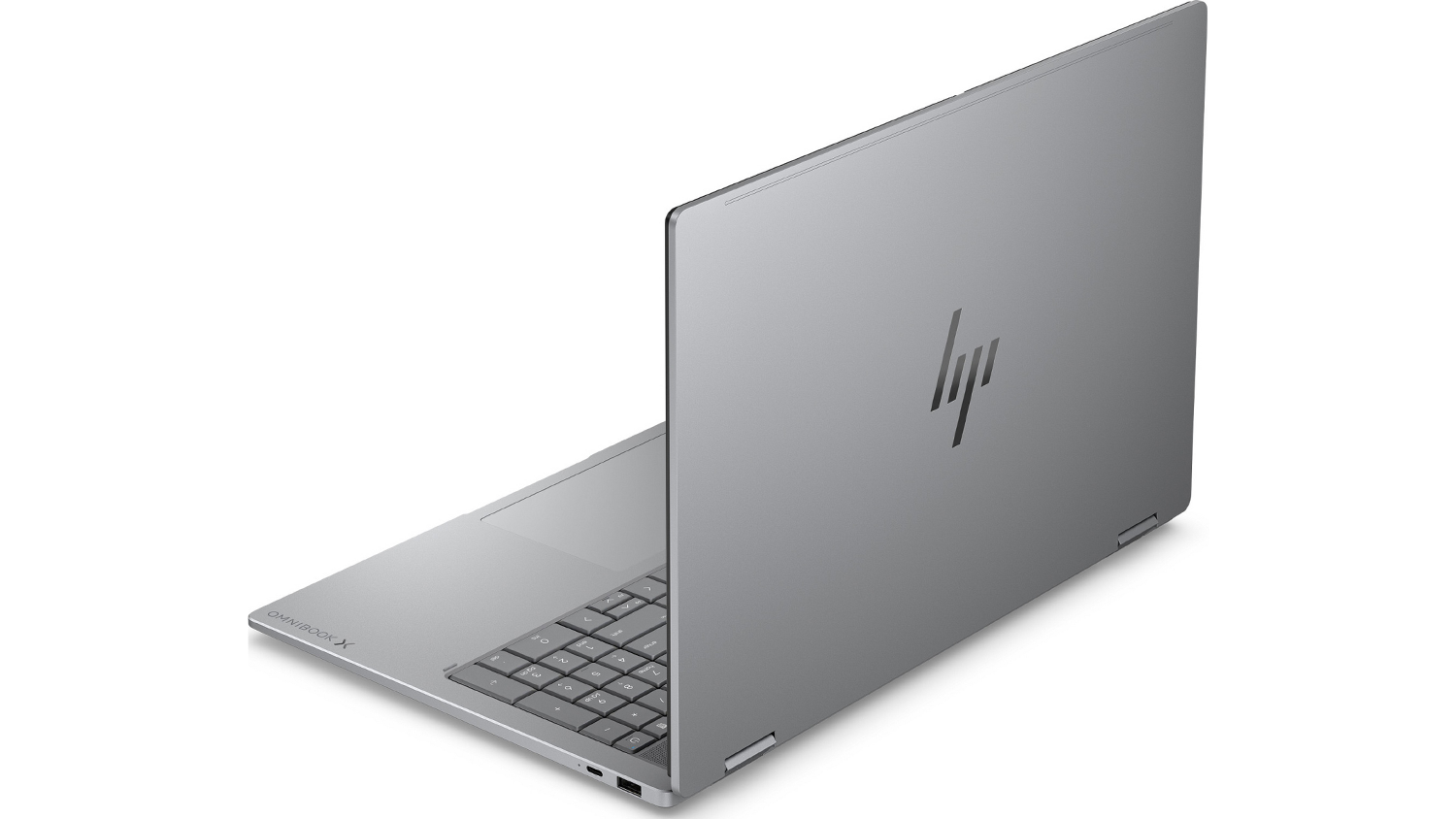 Pohled &scaron;ikmo zezadu na notebook HP OmniBook X Flip